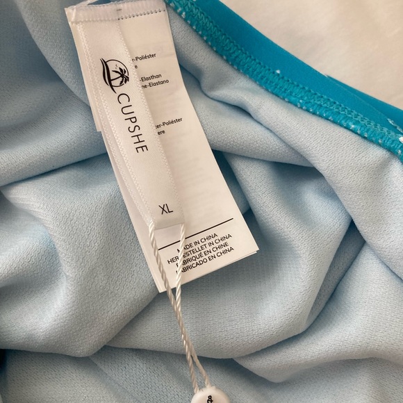 NWT Cupshe Starlight July 4th Square Neck Cheeky One Piece Blue Star Swimsuit XL - Picture 4 of 12